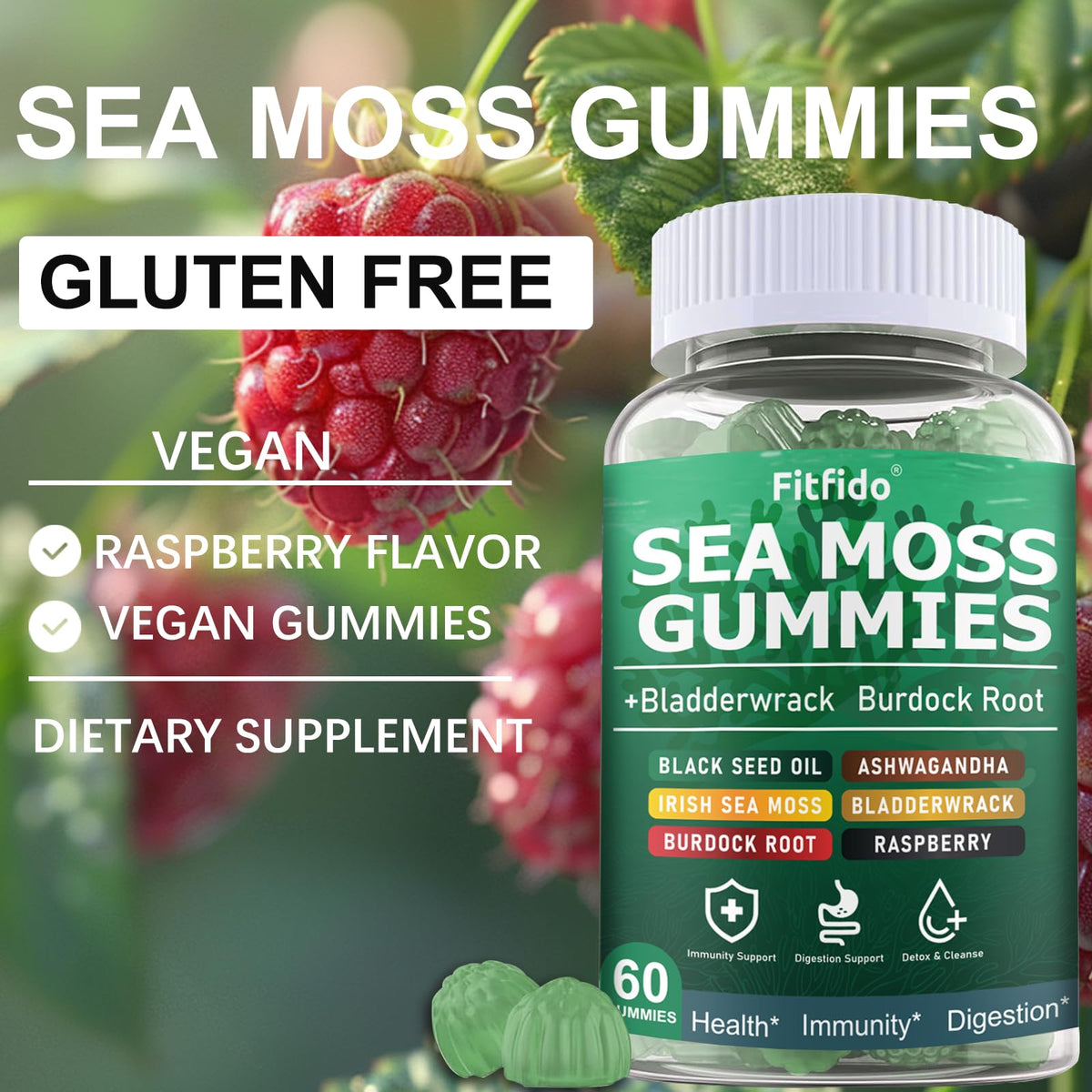 Fitfido Gummies de Mousse Irlandaise 3000mg sur une table