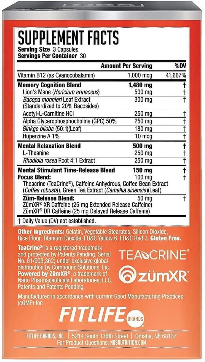 FitLife Brands Neuro Sphere 90 capsules côté droit