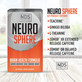 FitLife Brands Neuro Sphere 90 capsules sur une table