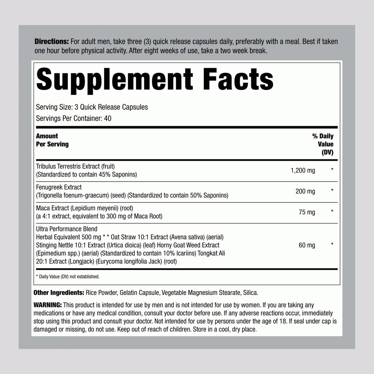 Fitness Labs Tribulus Terrestris 1200 mg capsules en boîte