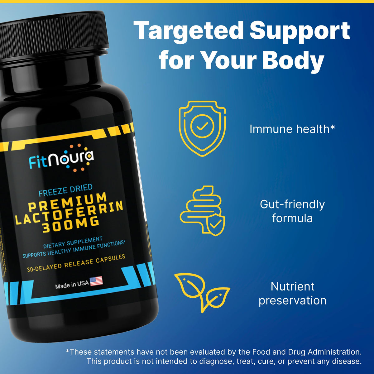 FitNoura Lactoferrine Entérique 300mg 30 capsules avec étiquette