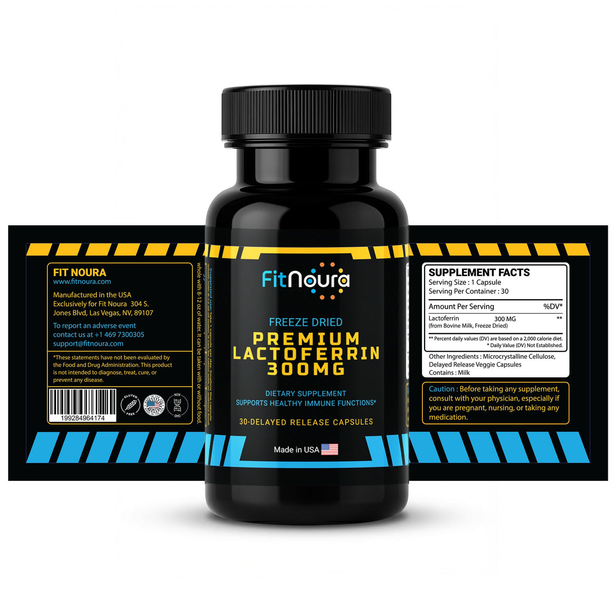 FitNoura Lactoferrine Entérique 300mg 30 capsules en main