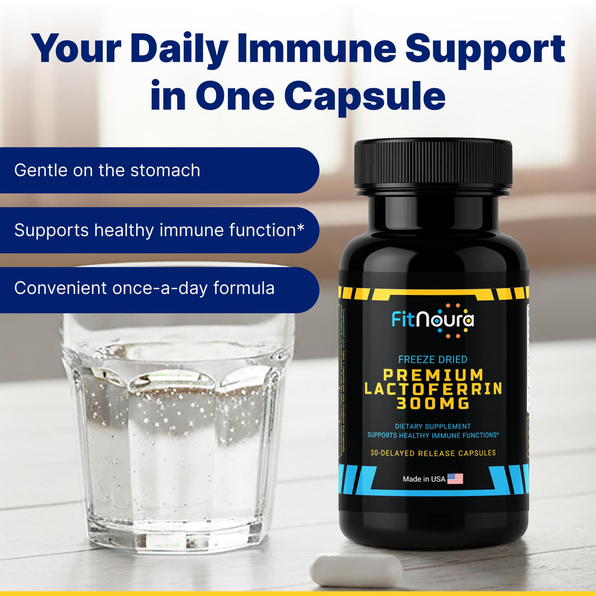 FitNoura Lactoferrine Entérique 300mg 30 capsules ouvertes