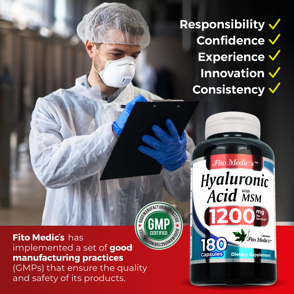 FITO MEDIC'S Acide Hyaluronique avec un verre d'eau