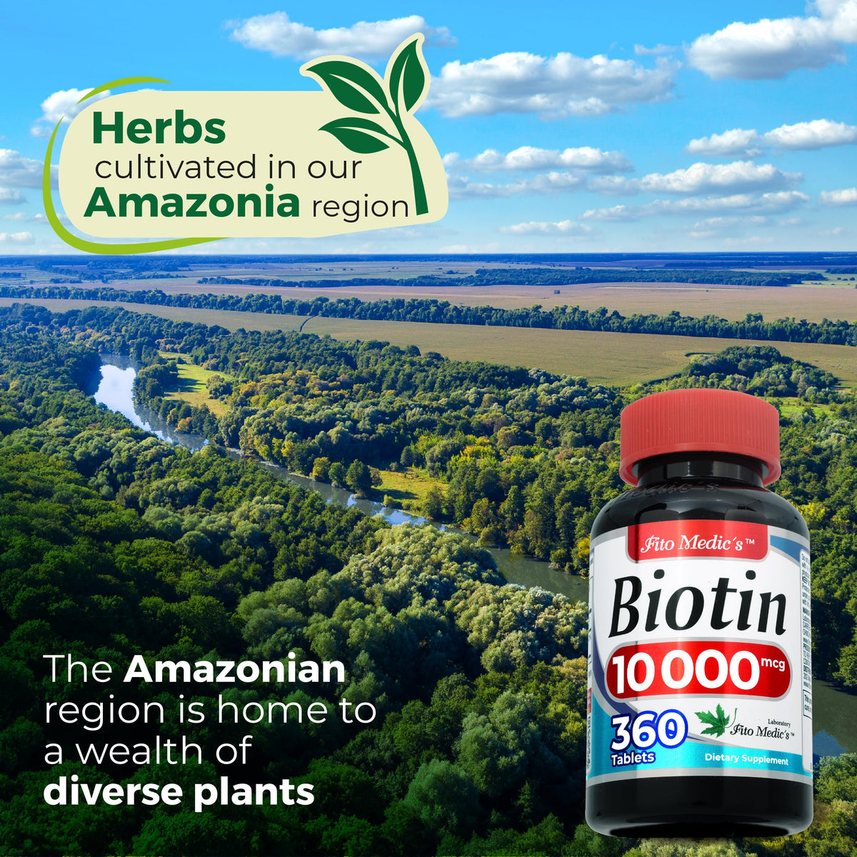FITO MEDIC'S Biotine 10000mcg vue latérale de la bouteille