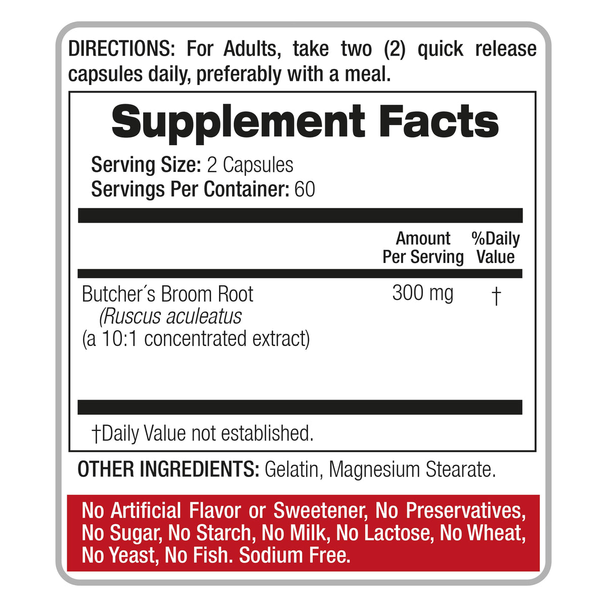 FITO MEDIC'S Butcher’s Broom 300mg capsules avec dosage