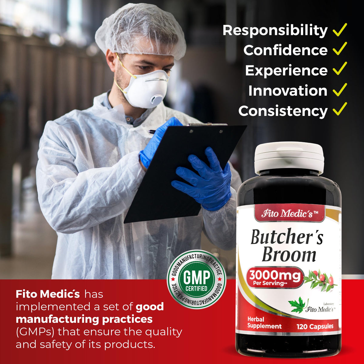 FITO MEDIC'S Butcher’s Broom 300mg étiquette de produit
