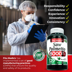 FITO MEDIC'S capsules de Saw Palmetto, flacon ouvert montrant les capsules