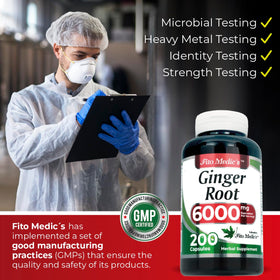 FITO MEDIC'S Capsules Racine de Gingembre 200 unités, avec des ingrédients naturels en arrière-plan