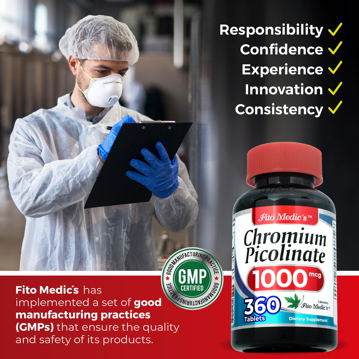 FITO MEDIC'S Chrome Picolinate comprimés dans un verre