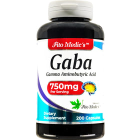 FITO MEDIC'S GABA Capsules 750 mg flacon ouvert montrant les capsules