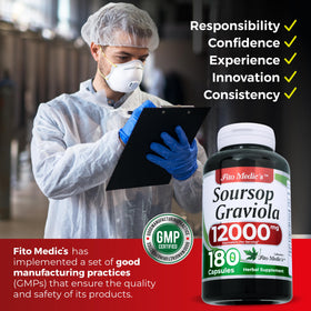 FITO MEDIC'S Graviola 180 capsules sur fond blanc