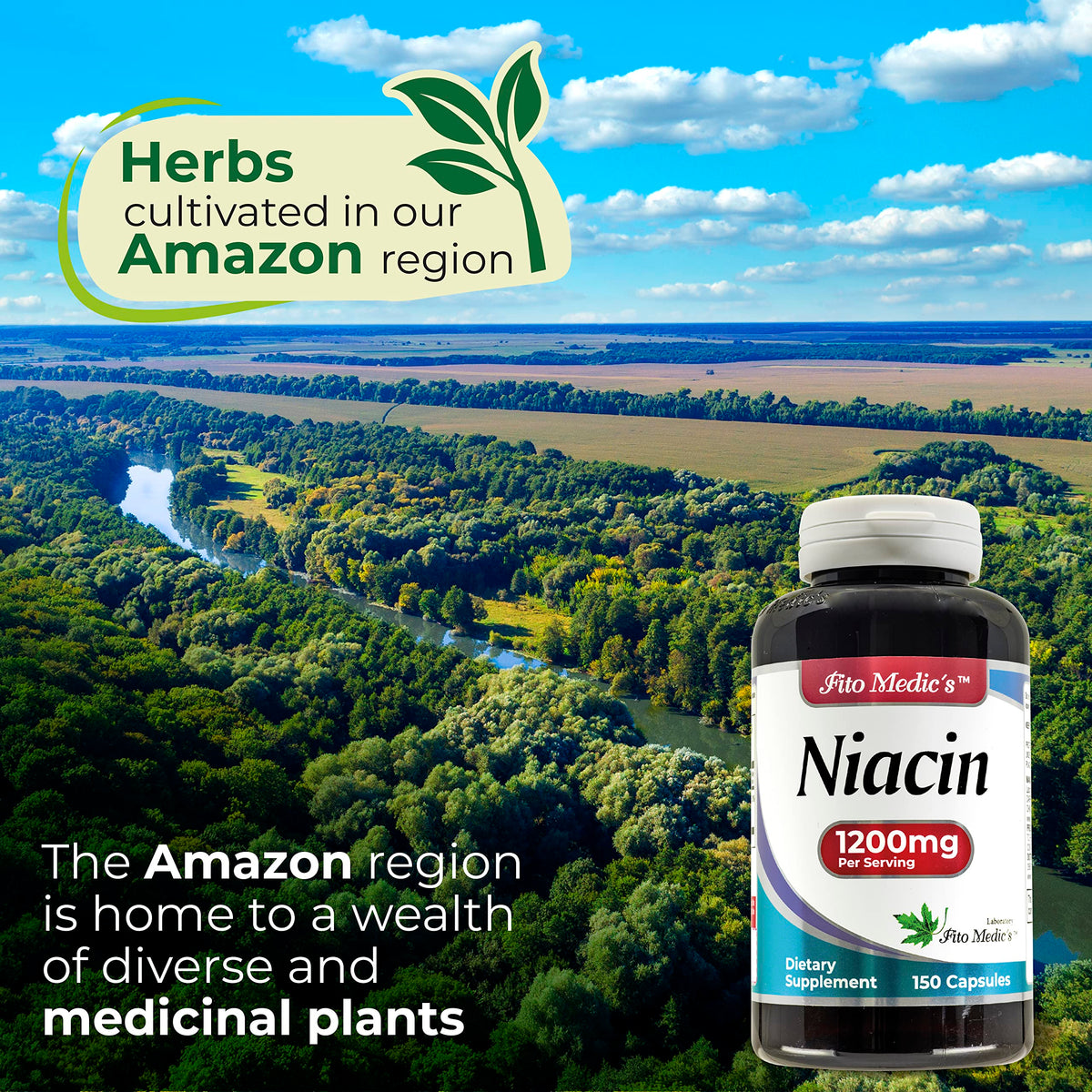 FITO MEDIC'S Niacine - flacon avec capsules sur fond blanc