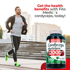 FITOMEDIC'S Champignon Cordyceps bouteille avec étiquette détaillée