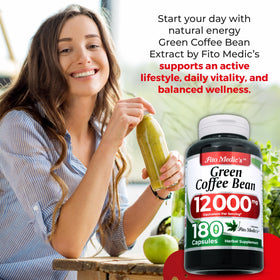 FITOMEDIC'S Extrait de Grains de Café Vert 180 Capsules ouverte avec capsules visibles
