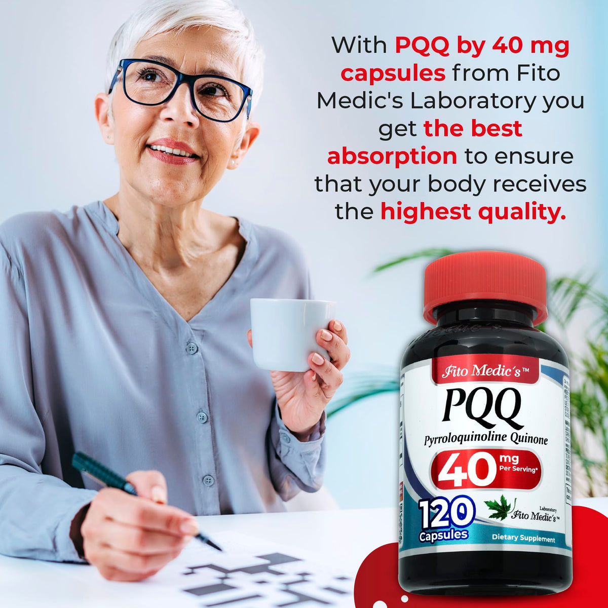 FITOMEDIC'S PQQ 120 Capsules avec un fond neutre