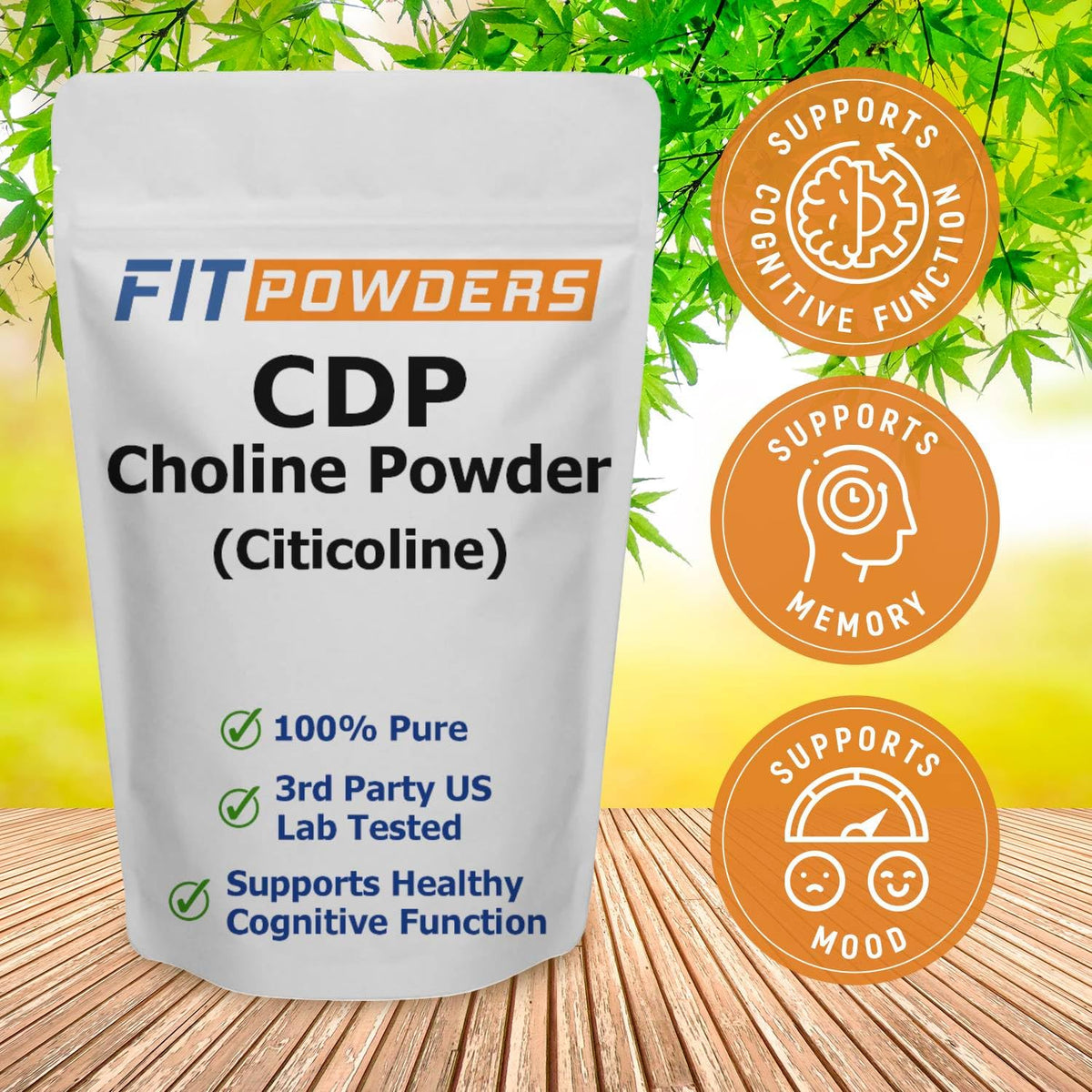 FitPowders Citicoline Powder 100g with included scoop