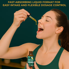 FitVitality Chlorophylle Liquide gouttes dans un smoothie