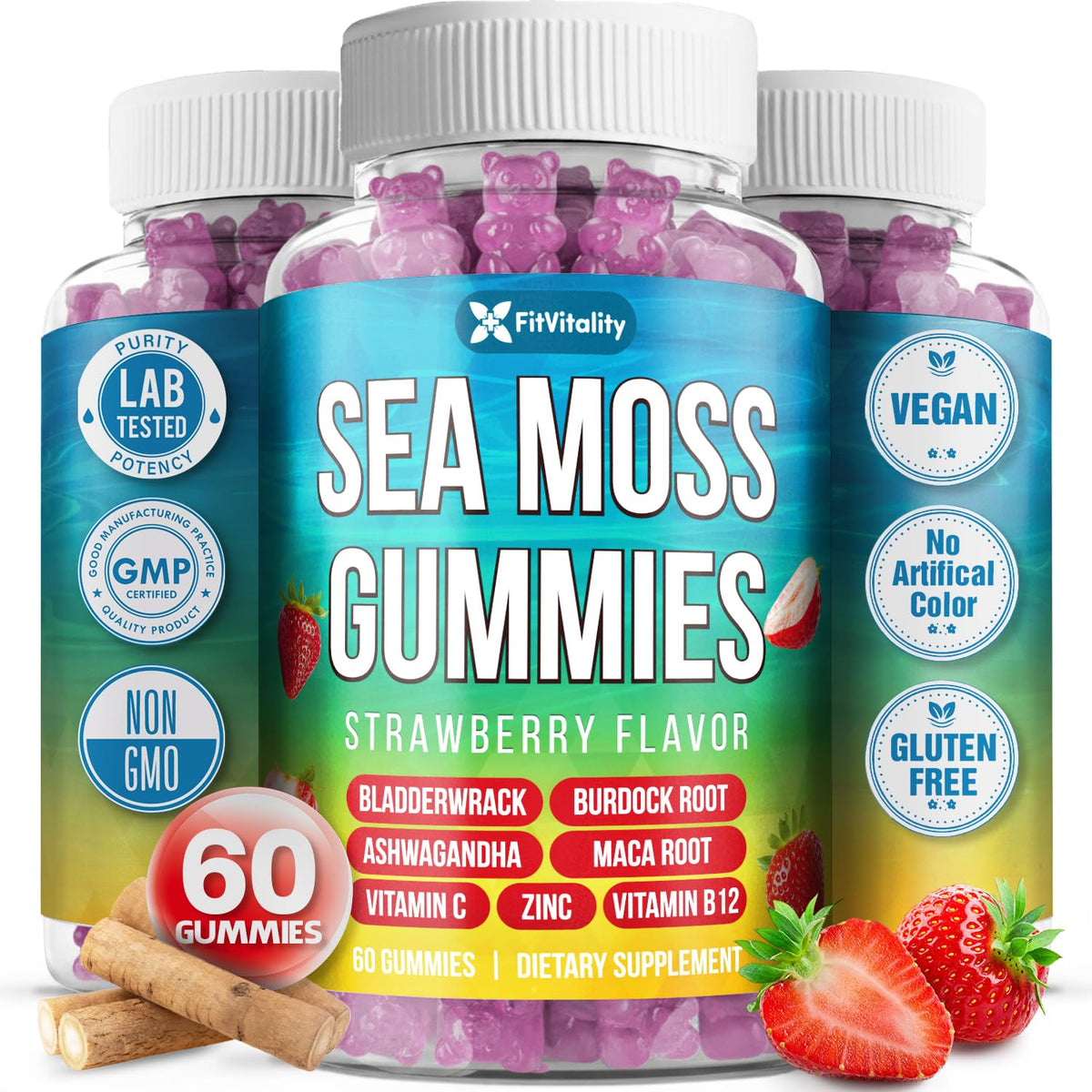 FitVitality Gummies de Mousse de Mer 60 unités, emballage avant