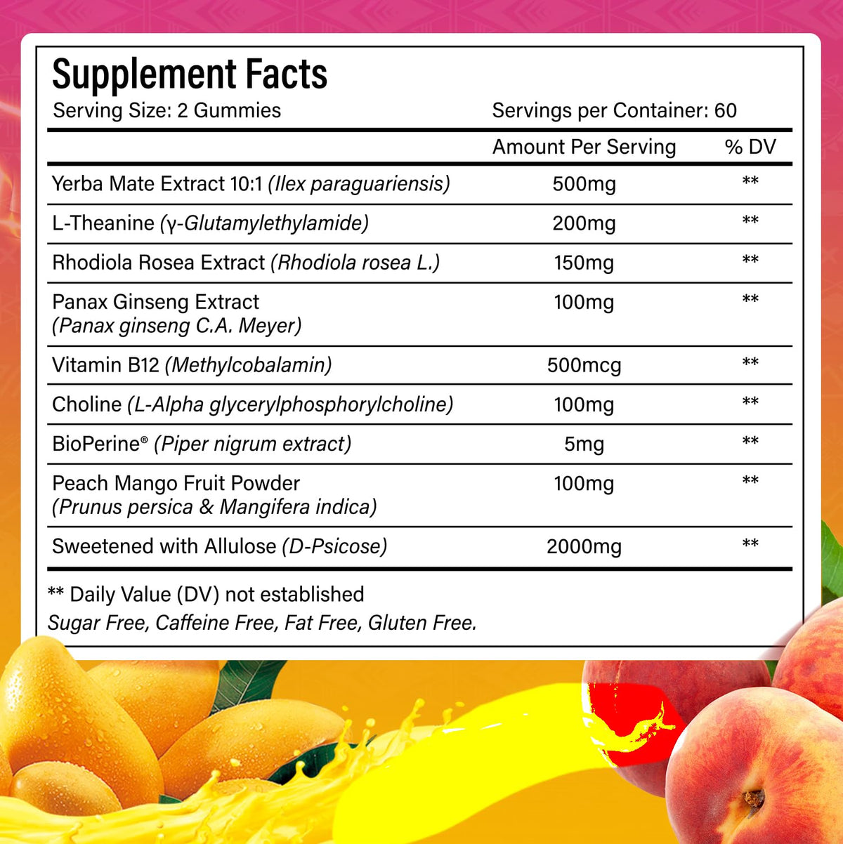 FitVitality Gummies Yerba Mate 120 unités, emballage