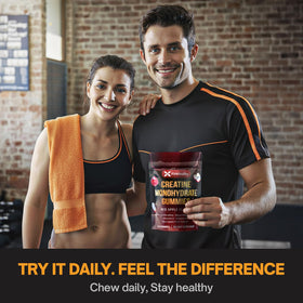 FitVitality Gummy de Créatine Monohydrate 120 Gummies dans un bol