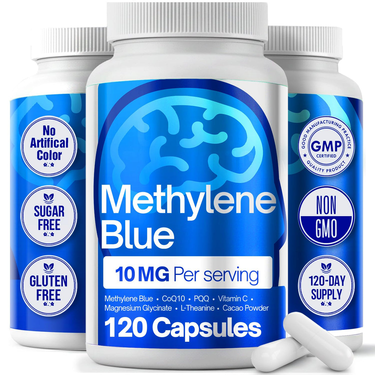 FitVitality Methylene Blue 120 capsules flacon avant