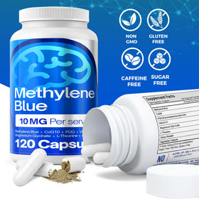 FitVitality Methylene Blue flacon avec étiquette détaillée