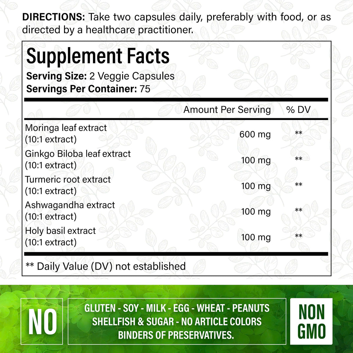 FitVitality Moringa 150 capsules dans l'emballage