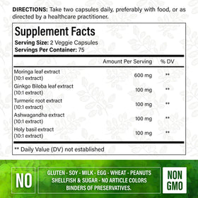 FitVitality Moringa 150 capsules dans l'emballage