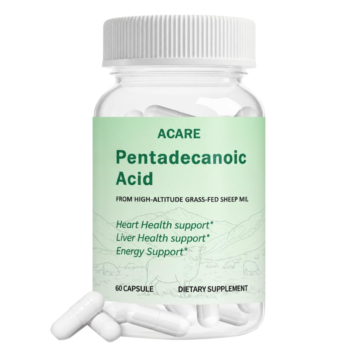 Flacon ACARE Acide Pentadécanoïque 60 Capsules vue de face