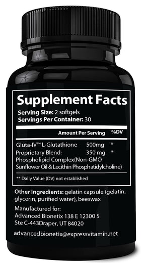 Flacon Advanced Bionetix Liposomal Glutathione 850mg ouvert