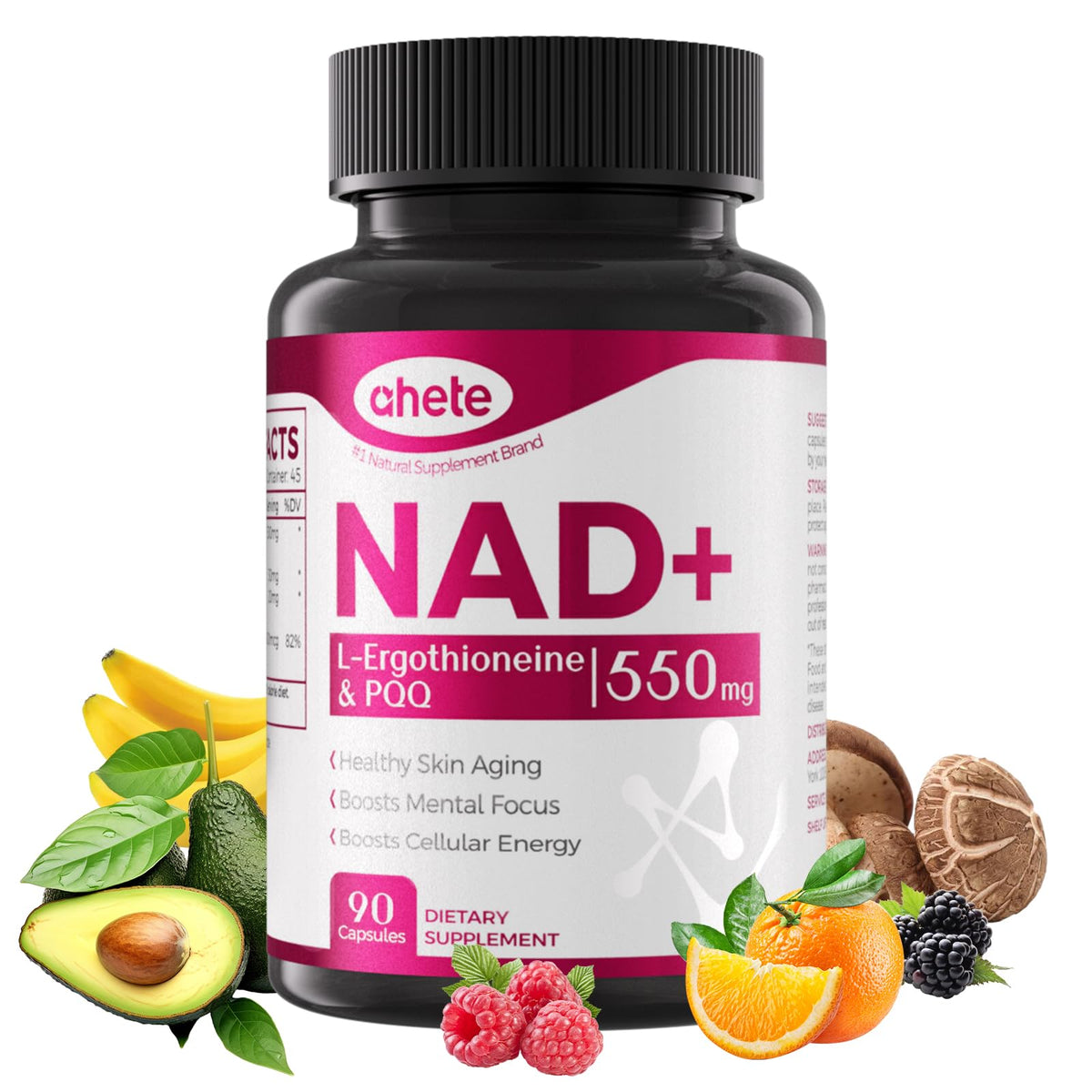 Flacon Ahete Complément Alimentaire NAD 90 capsules vue de face