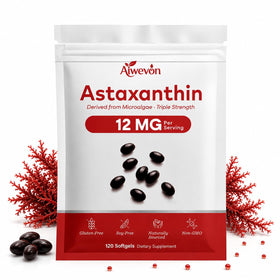 Flacon Aiwevon de gélules d'astaxanthine 12mg, vue de face