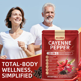 Flacon ALLBIZ 20-en-1 Piment de Cayenne sur une table en bois