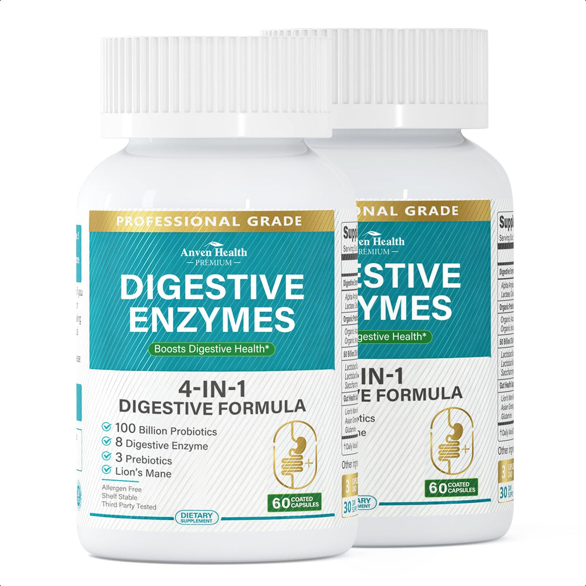 Flacon Anven Health Compléments Alimentaires Probiotiques 120 Capsules vue de face