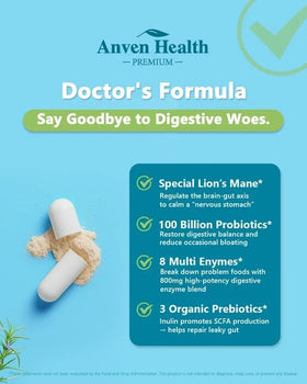 Flacon Anven Health ouvert avec capsules visibles