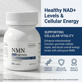 Flacon AOVITAO Complément NMN 500mg avec bouchon ouvert