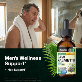 Flacon arrière de teinture de Saw Palmetto BIO KRAUTER avec informations nutritionnelles