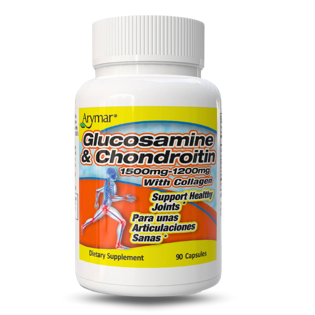 Flacon Arymar Glucosamine 1500 mg et Chondroïtine 1200 mg vue de face