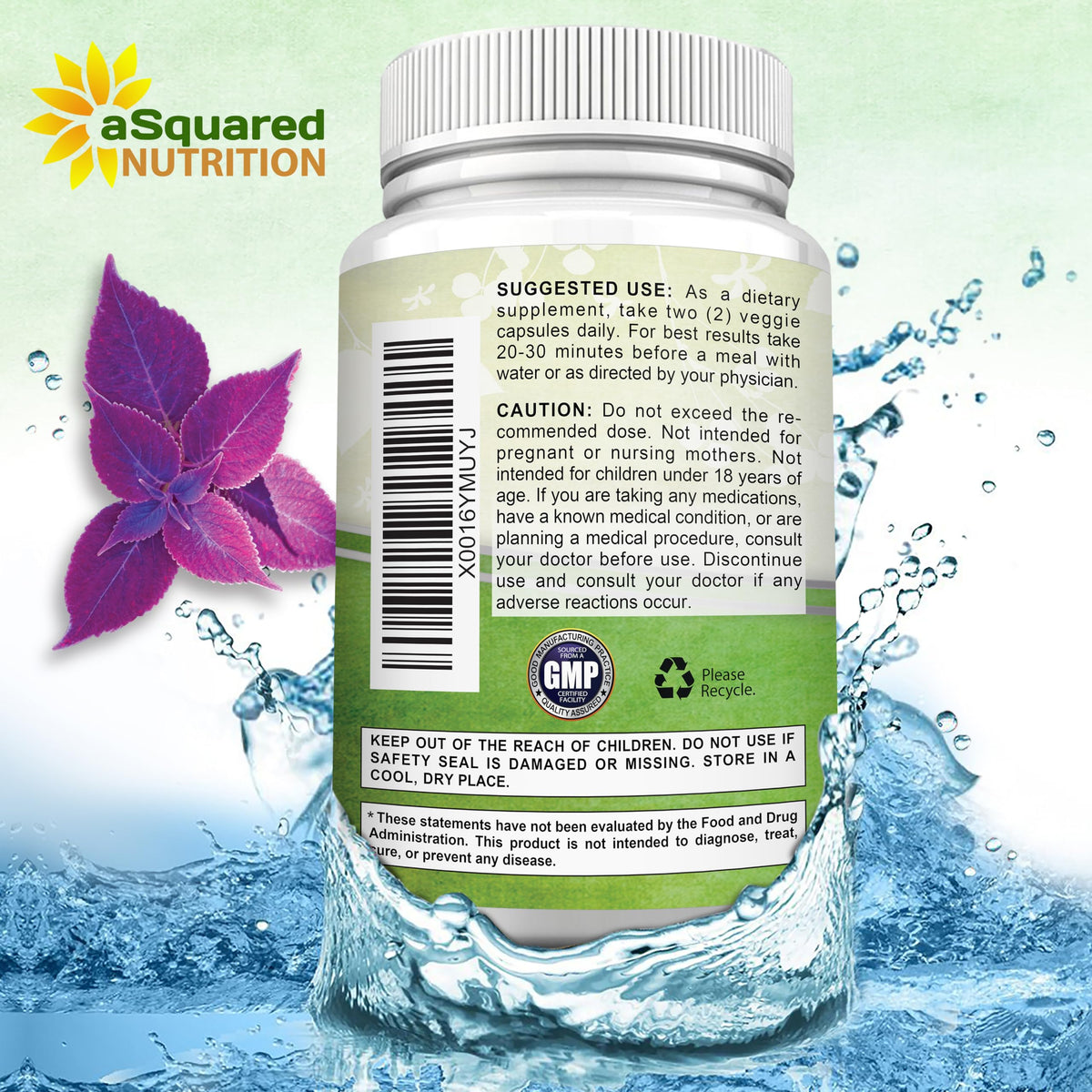 Flacon aSquared Nutrition Forskolin avec étiquette visible