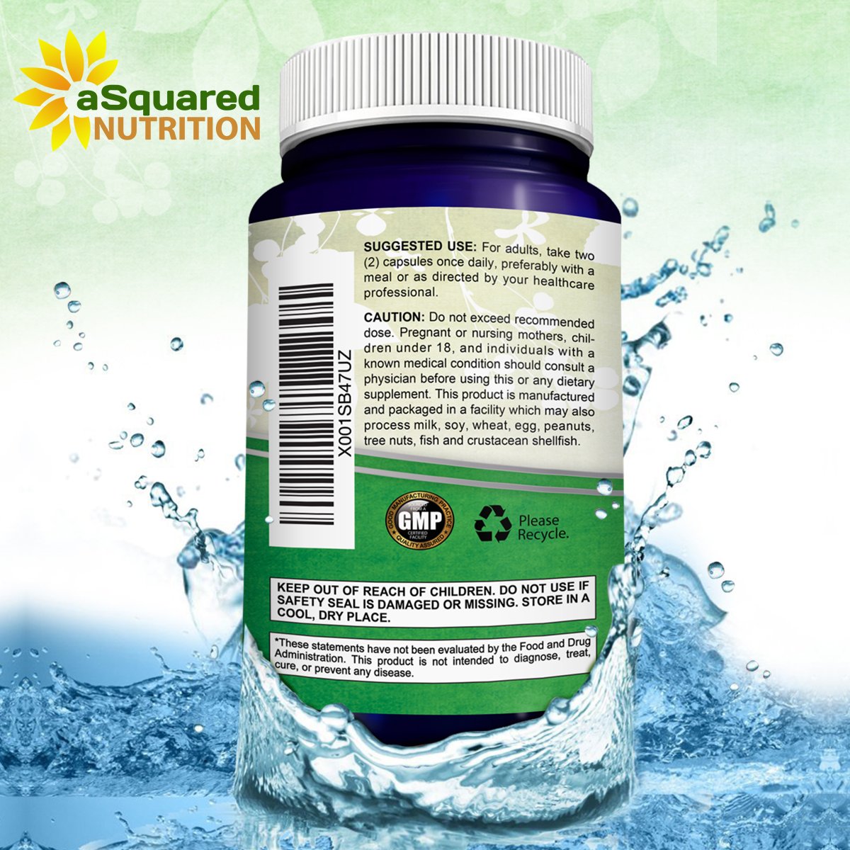 Flacon aSquared Nutrition ouvert avec capsules à l'intérieur