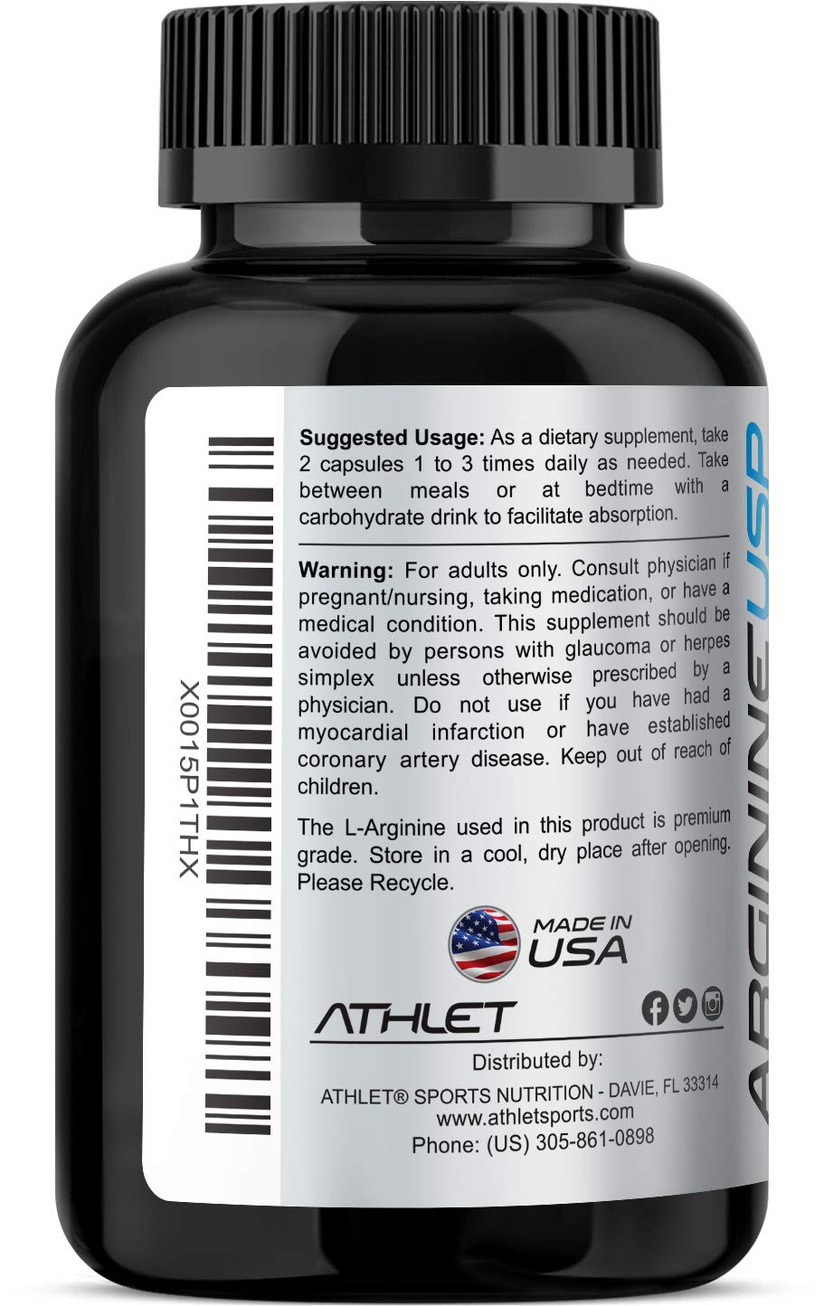 Flacon Athlet L-Arginine 1000 mg avec capsules