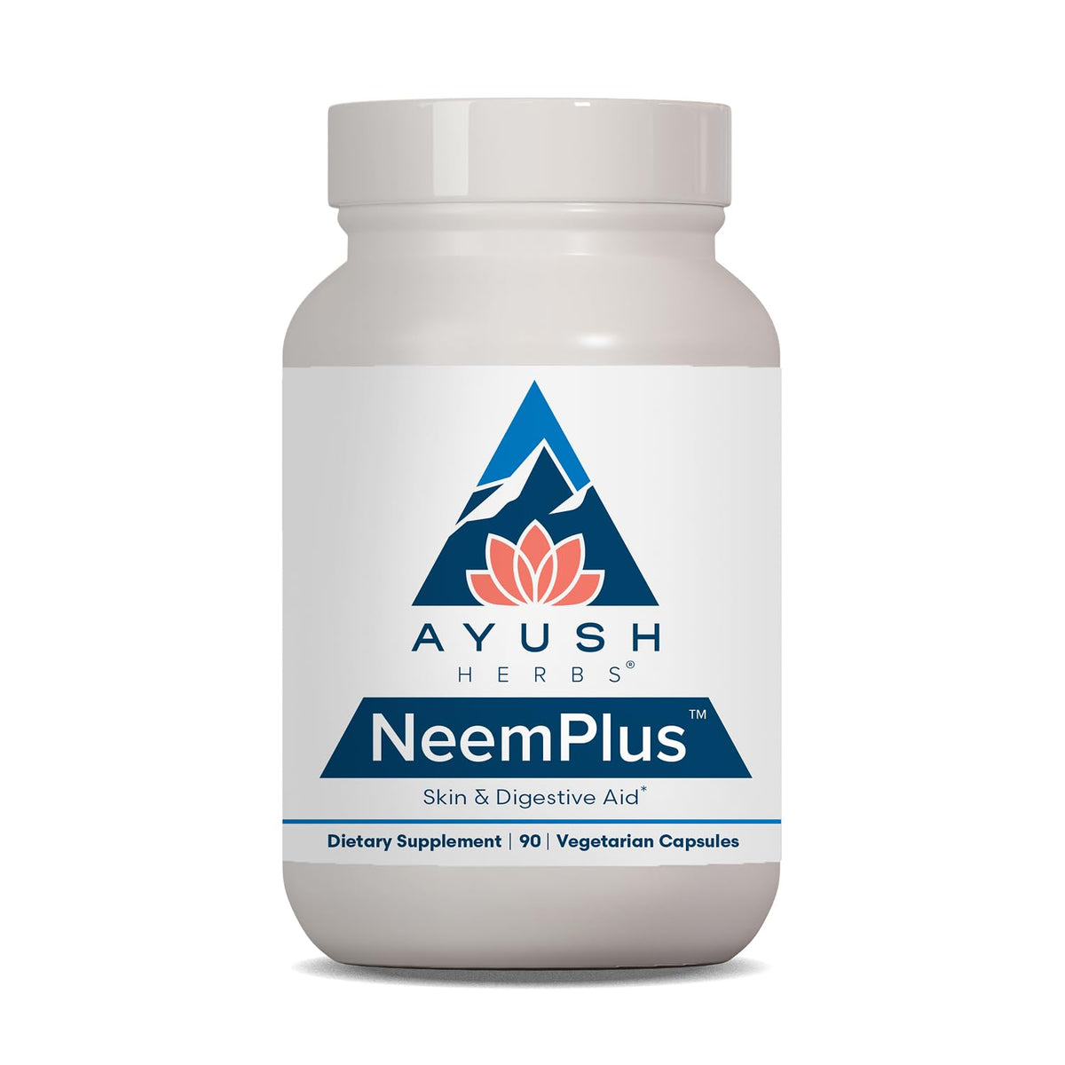 Flacon Ayush Herbs Neem Plus 90 capsules vue de face