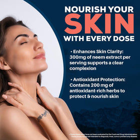 Flacon Ayush Herbs Neem Plus ouvert avec capsules