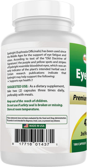 Flacon Best Naturals Eyebright avec étiquette visible