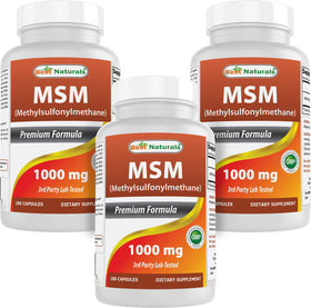 Flacon Best Naturals MSM 1000 mg contenant 180 capsules