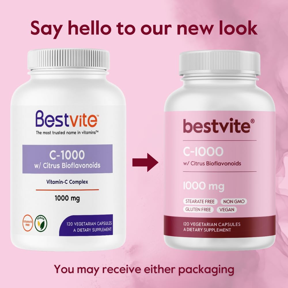 Flacon BESTVITE Vitamine C 1000mg sur une table