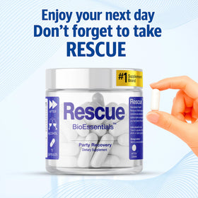 Flacon BioEssentials Restore ouvert montrant les capsules