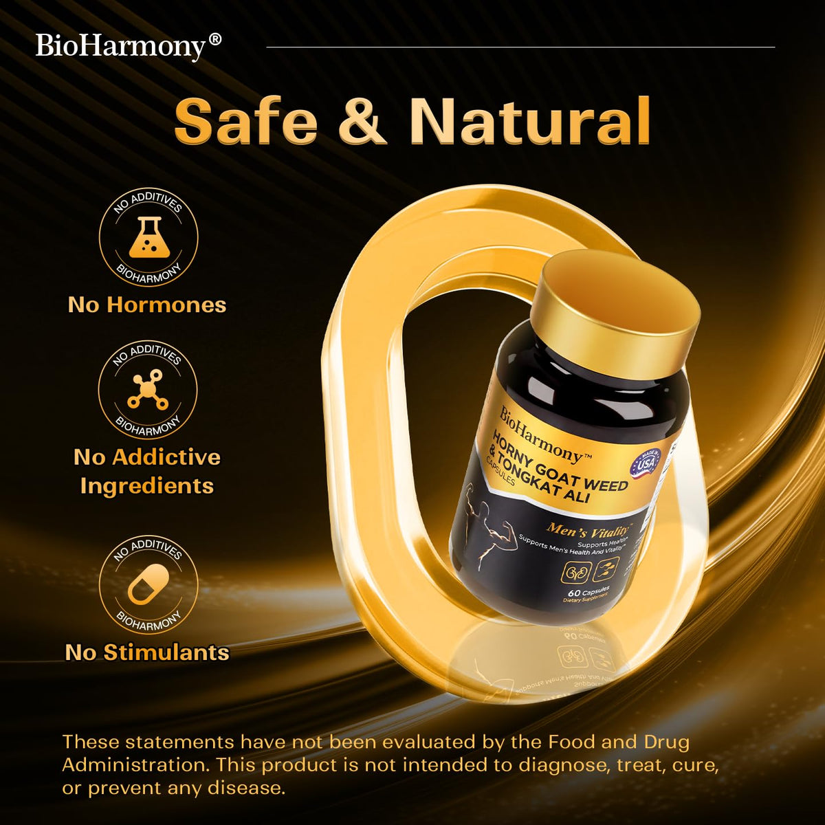 Flacon BioHarmony Hornygoatweed avec fond flou