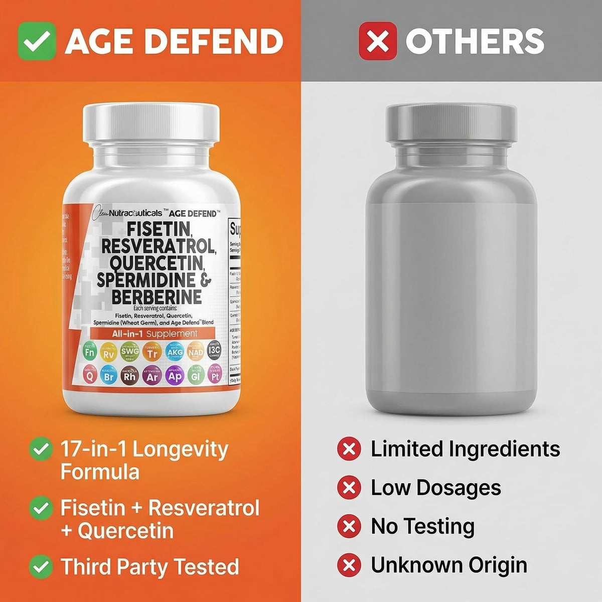 Flacon Clean Nutraceuticals sur une table en bois